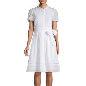 Tommy Hilfiger White Textured Cotton Midi Dress